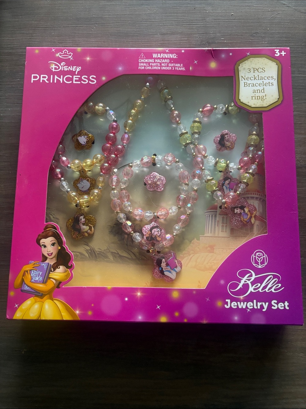 Disney Belle Pink and Gold Beaded Jewelry Set